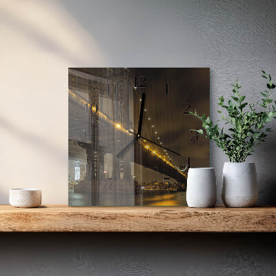 Pendule carrée en verre Pont de nuit