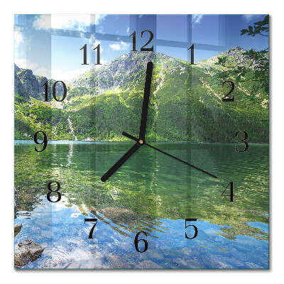 Horloge murale carrée Lac de montagne