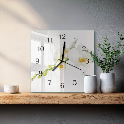 Horloge murale carrée Orchidée
