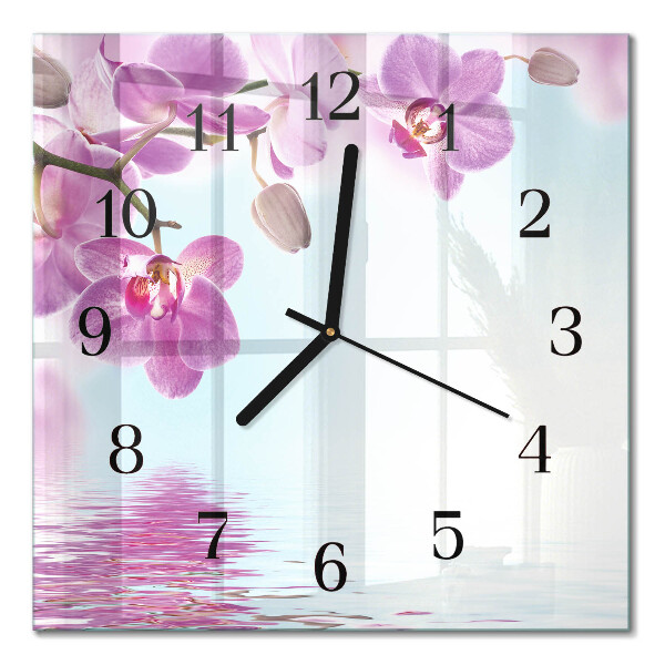 Horloge murale carrée Orchidée