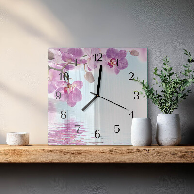 Horloge murale carrée Orchidée