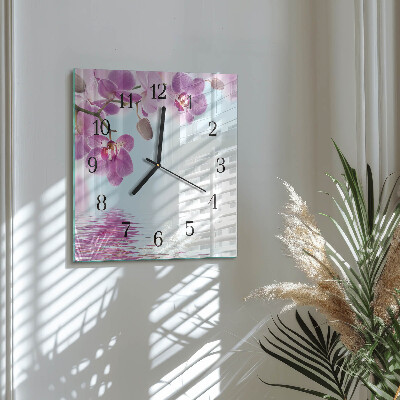 Horloge murale carrée Orchidée