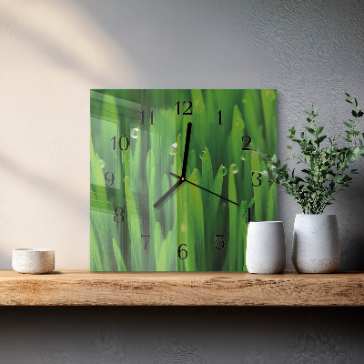 Pendule carrée en verre Herbe