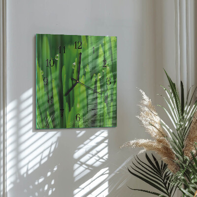 Pendule carrée en verre Herbe