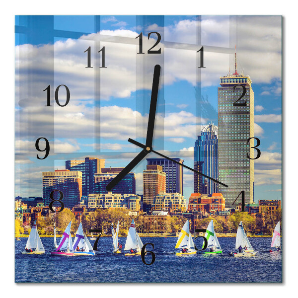 Horloge murale carrée Voiliers