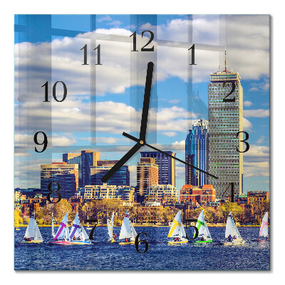 Horloge murale carrée Voiliers