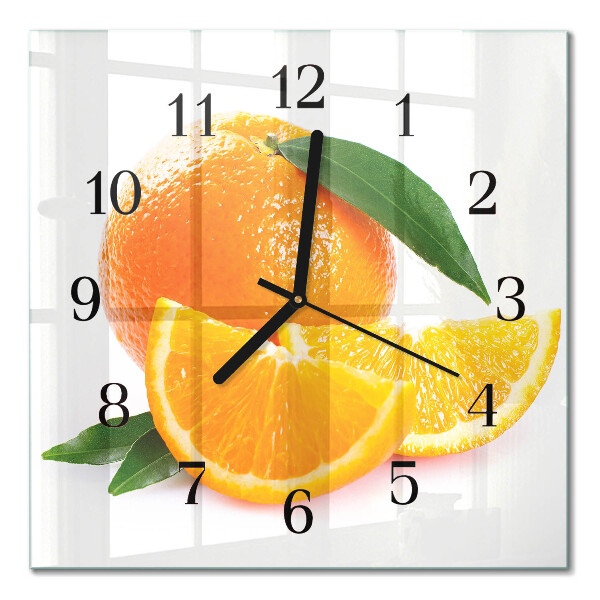 Pendule carrée en verre Oranges