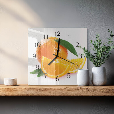 Pendule carrée en verre Oranges