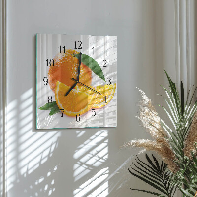 Pendule carrée en verre Oranges