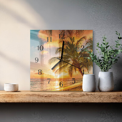 Pendule carrée en verre Coucher de soleil