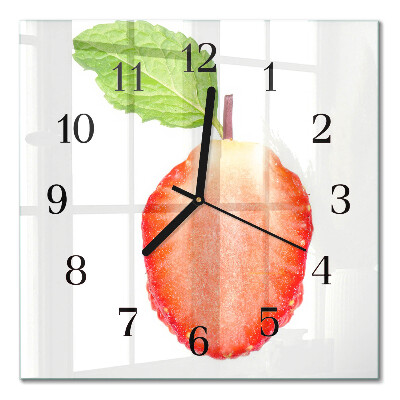 Pendule carrée en verre Fraise