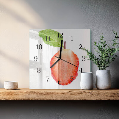 Pendule carrée en verre Fraise
