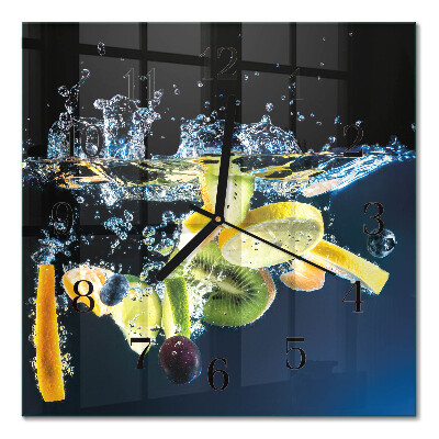 Pendule carrée en verre Fruit