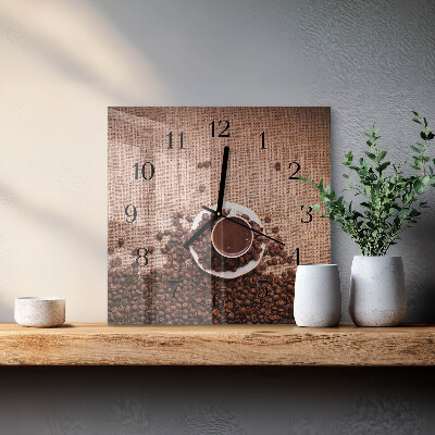 Pendule carrée en verre Café en grains