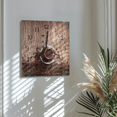 Pendule carrée en verre Café en grains