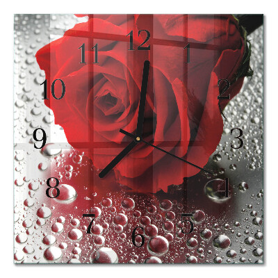 Pendule carrée en verre Rose