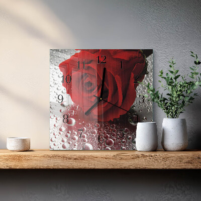 Pendule carrée en verre Rose
