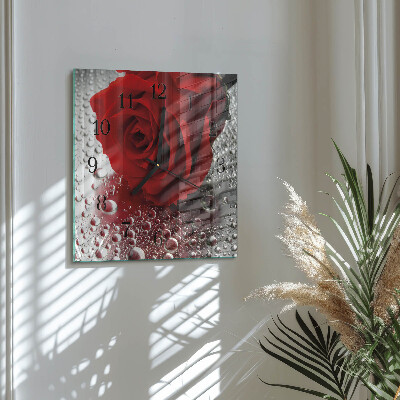 Pendule carrée en verre Rose