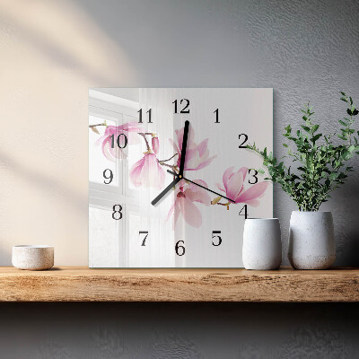 Pendule carrée en verre Magnolia