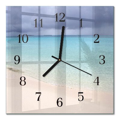 Pendule carrée en verre Plage