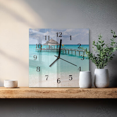 Pendule carrée en verre Plage