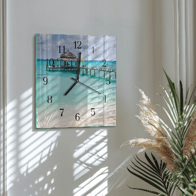 Pendule carrée en verre Plage