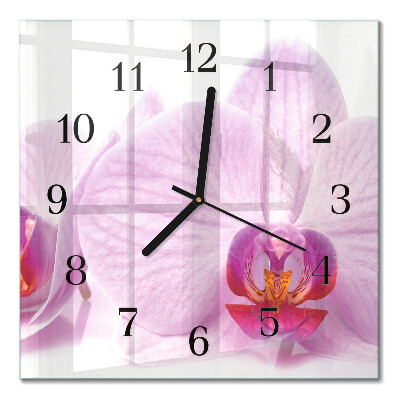 Pendule carrée en verre Orchidée