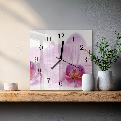 Pendule carrée en verre Orchidée