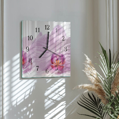 Pendule carrée en verre Orchidée