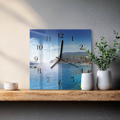 Pendule carrée en verre Baie