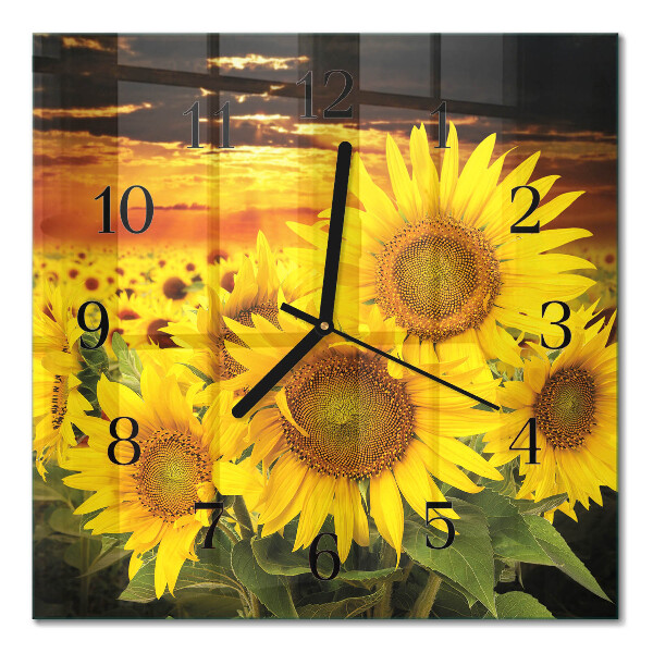 Horloge murale carrée Tournesols