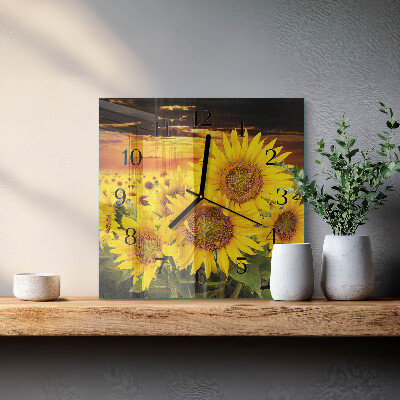 Horloge murale carrée Tournesols