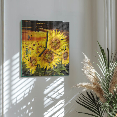 Horloge murale carrée Tournesols