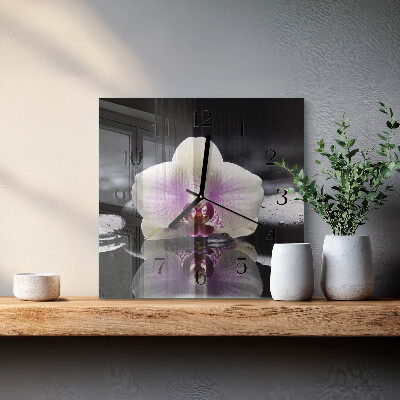 Pendule carrée en verre Orchidée