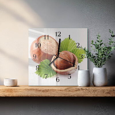 Pendule carrée en verre Noisettes