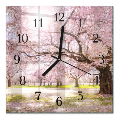 Horloge murale carrée Cerisiers