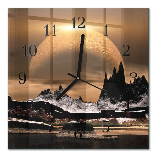 Pendule carrée en verre Montagnes