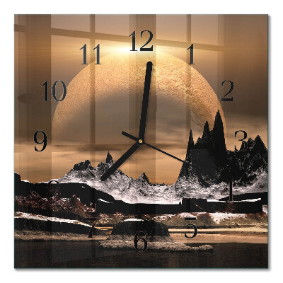 Pendule carrée en verre Montagnes