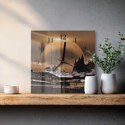 Pendule carrée en verre Montagnes