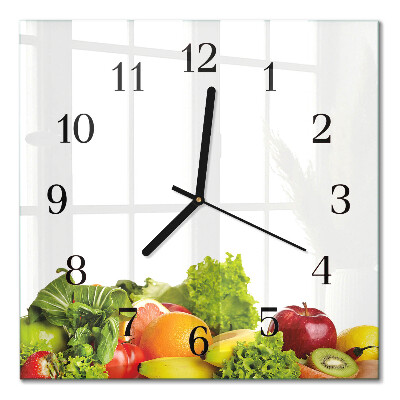 Pendule carrée en verre Légumes