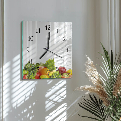 Pendule carrée en verre Légumes