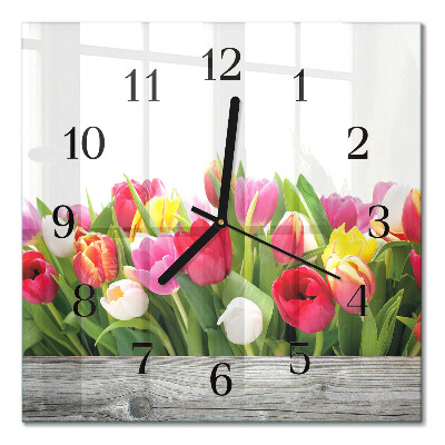 Horloge murale carrée Tulipes