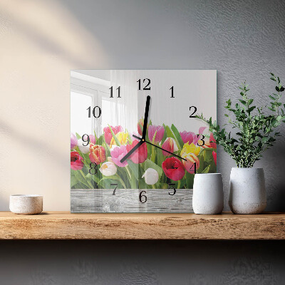 Horloge murale carrée Tulipes