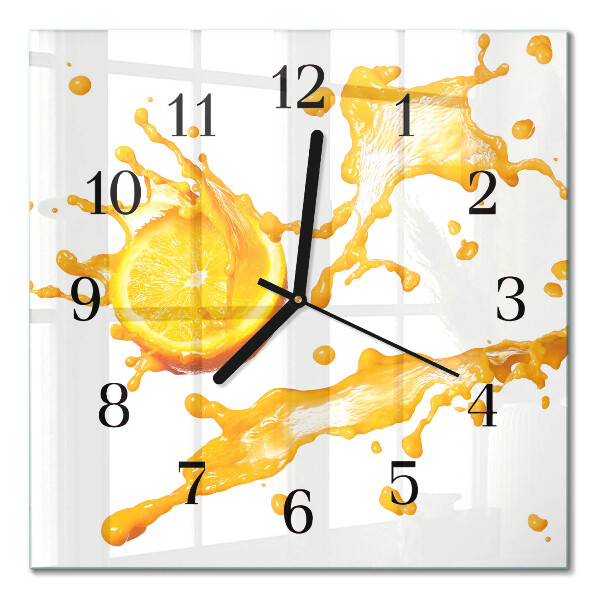 Pendule carrée en verre Du jus d'orange