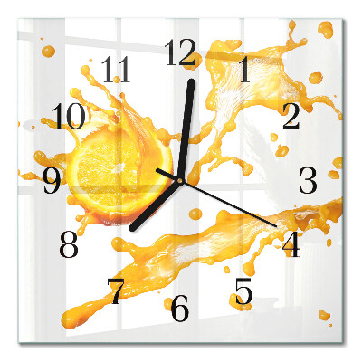 Pendule carrée en verre Du jus d'orange