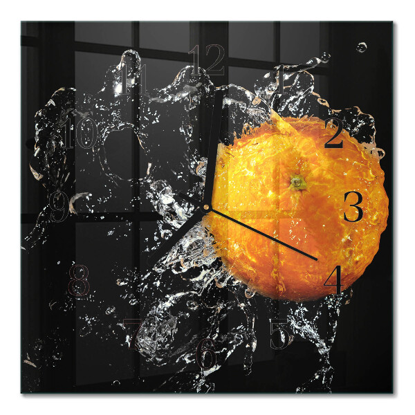 Pendule carrée en verre Orange