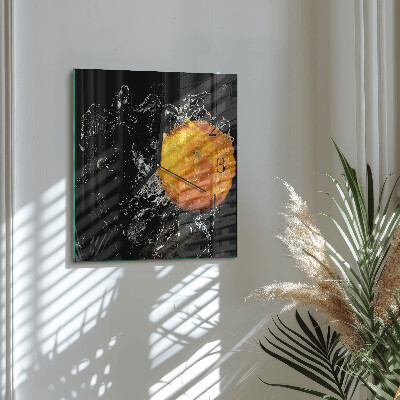 Pendule carrée en verre Orange