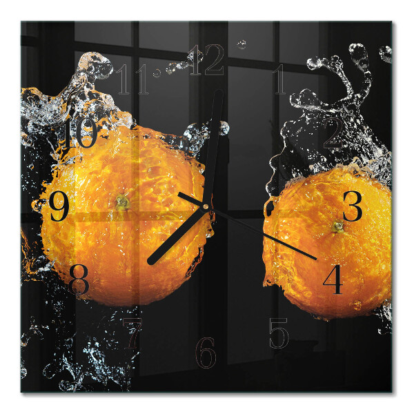 Pendule carrée en verre Oranges