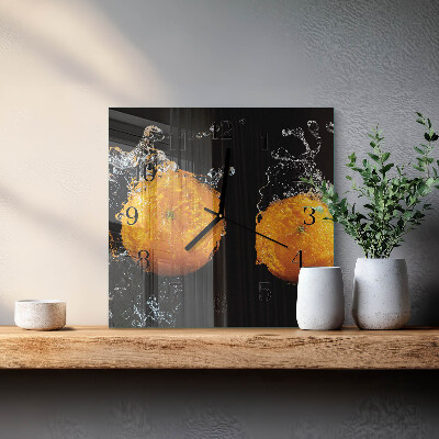 Pendule carrée en verre Oranges