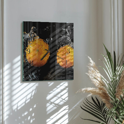 Pendule carrée en verre Oranges